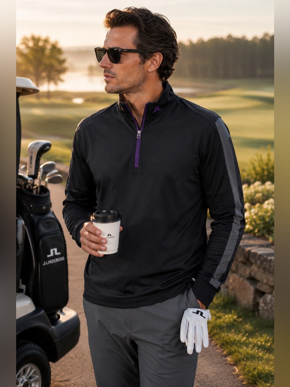 J.Lindeberg‎ Golf 1/4 Zip Pullover XXL Black Performance Jacket